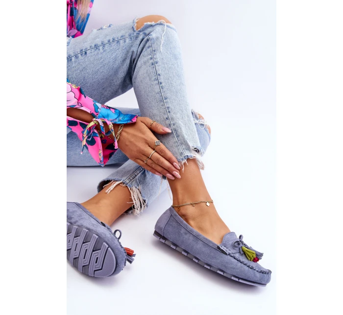 Semišové Mokasíny S Mašlí A Modre model 21623158 - Boto