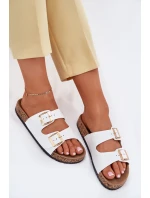 Dámské sandály s přezkami z ekologické kůže bílé model 21701643 - EVENTO