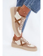 Kožené semišové dámské tenisky model 22076948 béžové - Zazoo