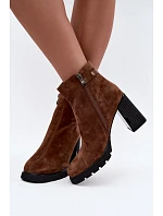 Zateplené kozačky z přírodního semiše Vinceza 91172 Camel