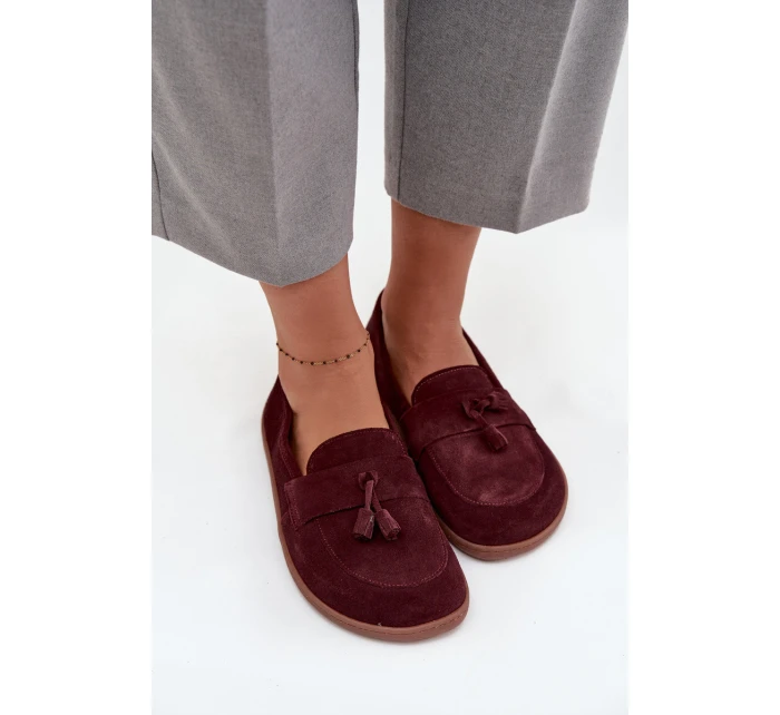 Kožené semišové mokasíny typu barefoot Zazoo – bordó Kožené semišové mokasíny typu barefoot Zazoo – bordó