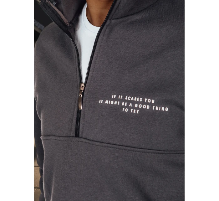 Pánská grafitová mikina s potiskem FashionStreet BX5888