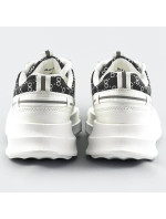 Bílo-černé dámské sportovní boty s ozdobným vzorem (LA811)