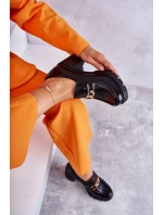 Kožené boty na se zlatým zdobením Černé model 21596585 - Boto