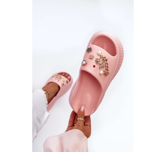 Dámské Pěnové Žabky S Ozdobami Růžové model 21653110 - Boto Dámské Pěnové Žabky S Ozdobami Růžové model 21653110 - Boto