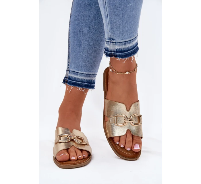 Dámské Plážové Sandály S Dekorativním Detalem Zlaté Amiresna
