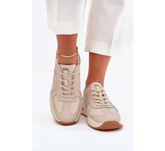 Kožené Dámské Sportovní Boty Sneakers Daniel Lopez Just Dare SS2D4043 Béžové