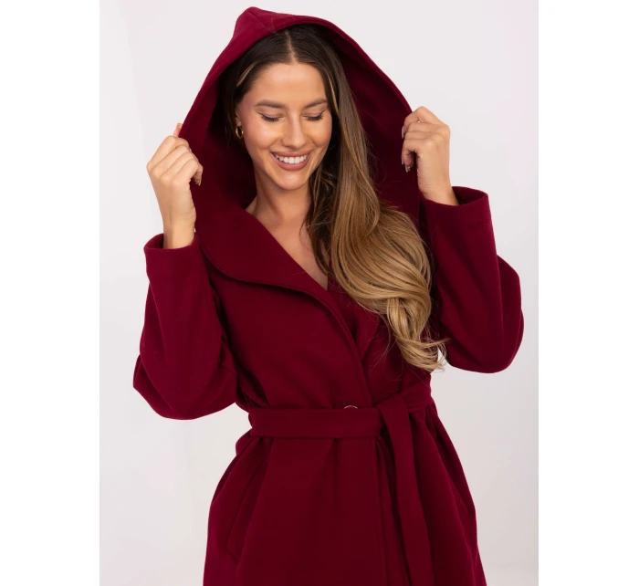 Płaszcz IT PL model 21320012 bordowy - FPrice Płaszcz IT PL model 21320012 bordowy - FPrice