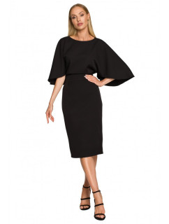 Plášťové šaty s rukávy černé model 17626235 - Moe