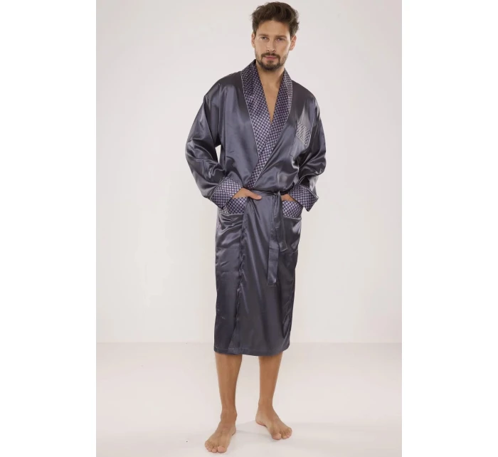 Pánský župan Satyna 940 Tmavě šedá - De Lafense