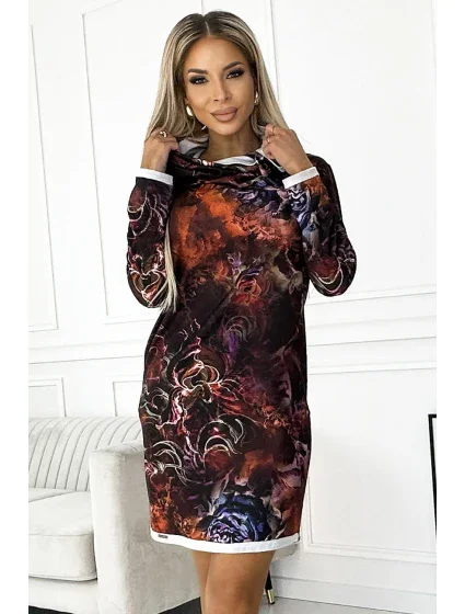 Teplé dámské šaty s vzorem a s rolákem model 19342535 - numoco