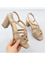 Béžové dámské sandály na jehlovém podpatku Sergio Leone SK884