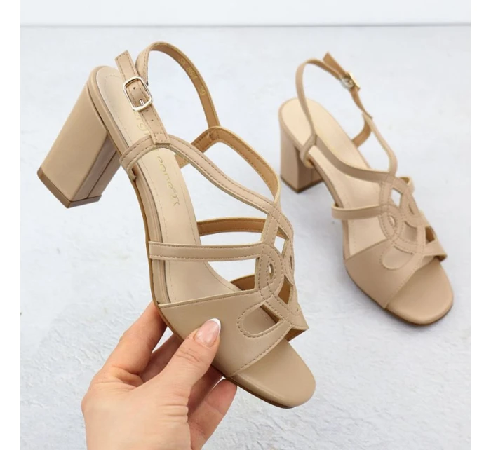 Béžové dámské sandály na jehlovém podpatku Sergio Leone SK884