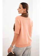 Dámský svetr z viskózy s krátkým rukávem tmavě meruňkový