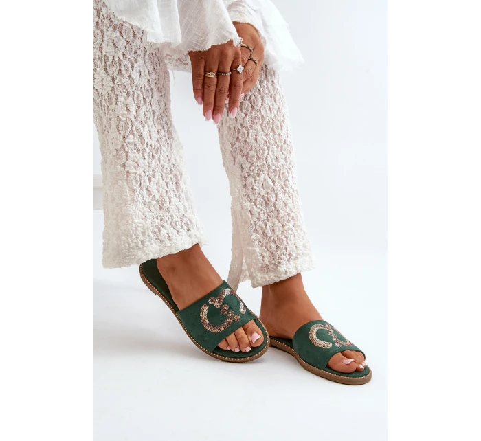 Dámské Ploché Žabky S Cekulemi S.Barski KV27-052 Zelené