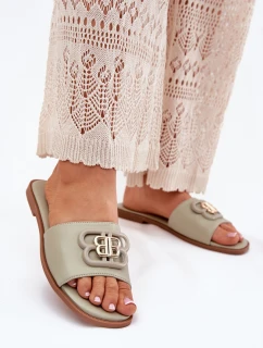 Ploché Dámské Pantofle S Ozdobným Detalem Zelené model 21699585 - Boto