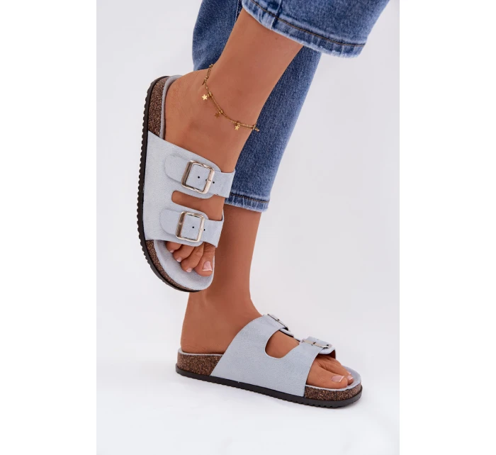 Dámské pantofle s přezkami Modré model 21908448 - Boto