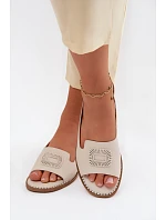 Kožené dámské sandály na nízkém podpatku S.Barski KV61-6076 béžové