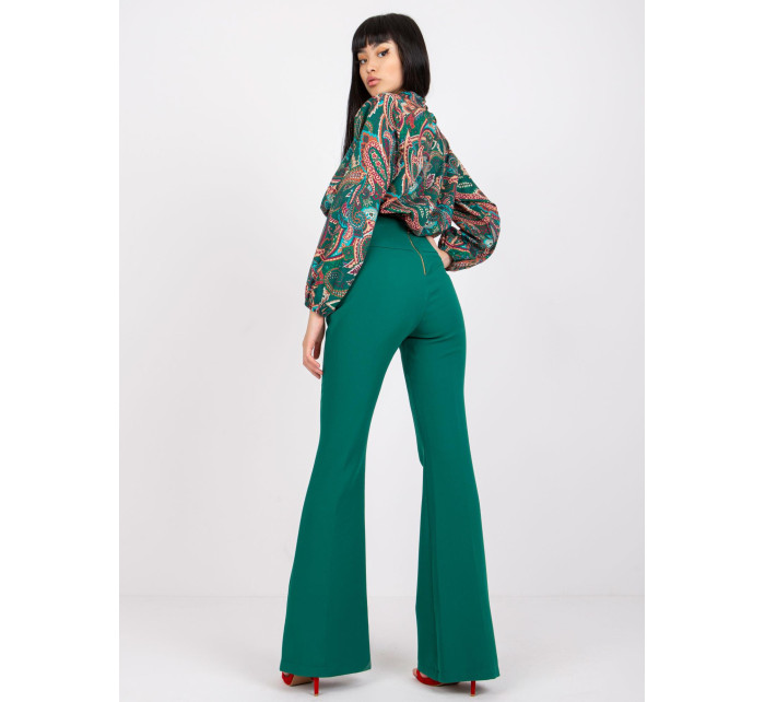 Zelené elegantní kalhoty s Salerno záhyby