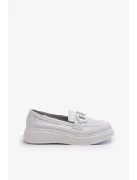 Dámské kožené mokasíny na platformě, bílé S.Barski Dámské kožené mokasíny na platformě, bílé S.Barski