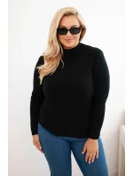 Dámský svetr Plus Size z viskózy s rolákem černý Dámský svetr Plus Size z viskózy s rolákem černý