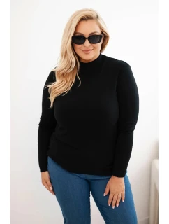 Dámský svetr Plus Size z viskózy s rolákem černý
