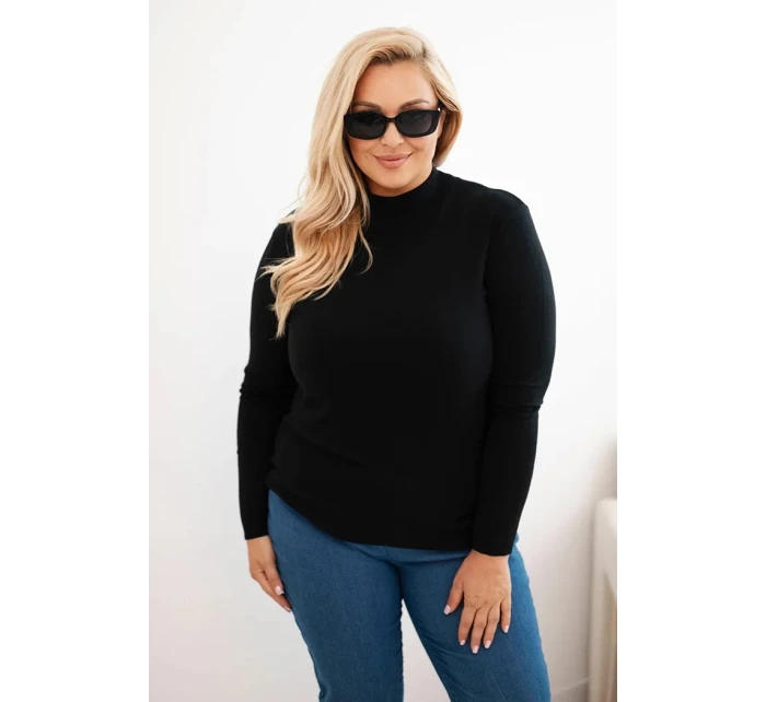 Dámský svetr Plus Size z viskózy s rolákem černý Dámský svetr Plus Size z viskózy s rolákem černý