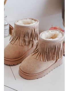 Ocieplené Botky Sněžky Dětské Se Zdobnými Frézami Bežové Nimia