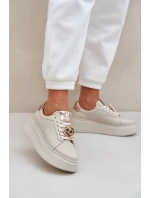Dámské Kožené Tenisky model 21683829 Světle Béžové - CheBello