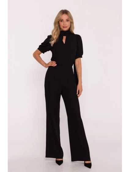 S421 Kombinéza s mašlí na zavazování - černá