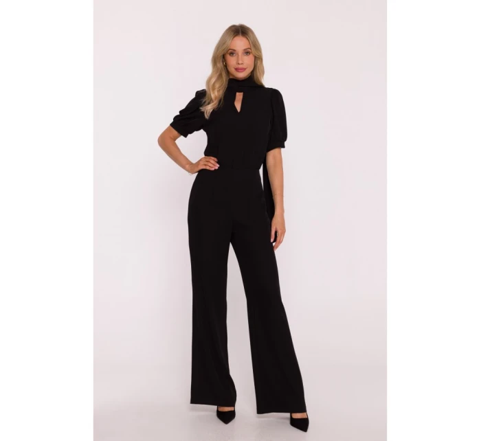 S421 Kombinéza s mašlí na zavazování - černá