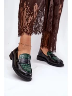 Dámské lakované kožené mokasíny Vinceza – zeleno-černé Dámské lakované kožené mokasíny Vinceza – zeleno-černé