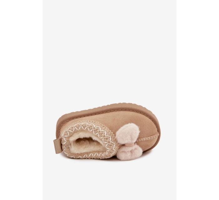 Dětské sněhule s výšivkou a mašličkou Daven – béžové Dětské sněhule s výšivkou a mašličkou Daven – béžové