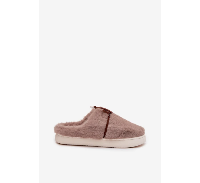 Dámské chlupaté papuče s kokardkou – khaki Minella Dámské chlupaté papuče s kokardkou – khaki Minella