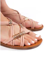 Moderní dámské růžové sandály na plochém podpatku Moderní dámské růžové sandály na plochém podpatku