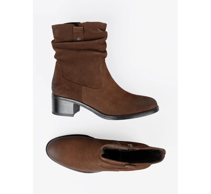 Moderní kotníčkové boty dámské hnědé Obcas Moderní kotníčkové boty dámské hnědé Obcas