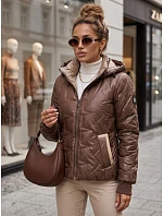 Kurtka damska przejściowa z odpinanym kapturem brązowa model 22347460 - FashionStreet Kurtka damska przejściowa z odpinanym kapturem brązowa model 22347460 - FashionStreet