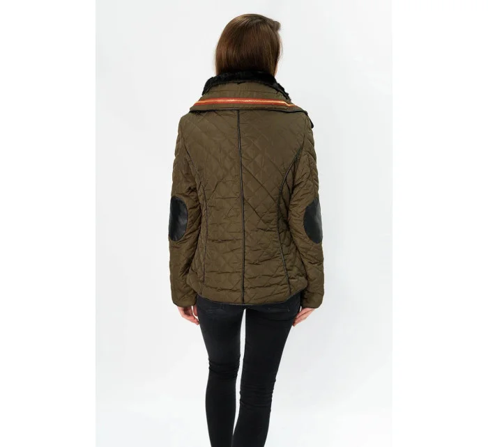 Krótka zimowa pikowana damska kurtka brązowa (wz105)