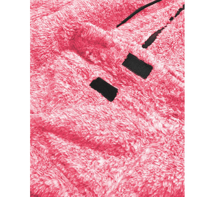 Růžová melanžová plyšová dámská mikina (HH008-51)