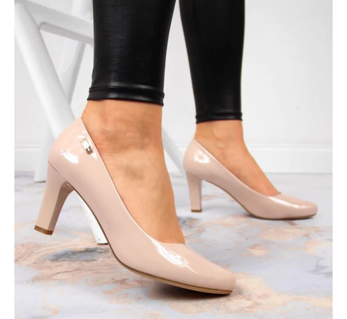 Sergio Leone W SK39J nude lakované lodičky na jehlovém podpatku