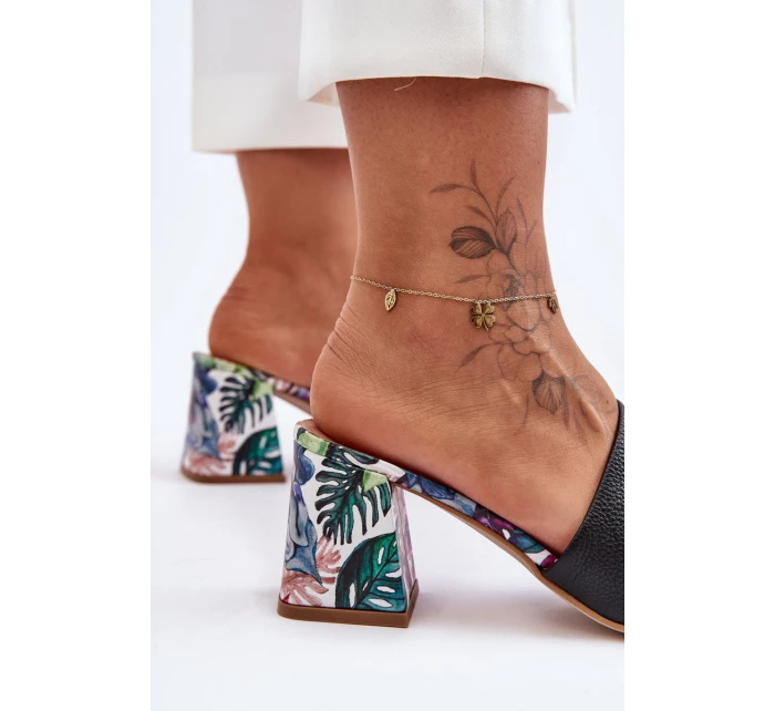 Dámské kožené lodičky na podpatku Lewski Shoes model 21626671 Černé - Boto