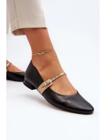 Dámské kožené baleríny na plochém podpatku model 21651882 černé - Laura Messi