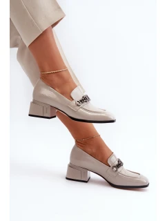 Lakové lodičky na podpatku šedé S.Barski MR38-960