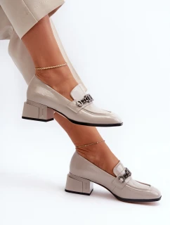 Lakové lodičky na podpatku šedé S.Barski MR38-960