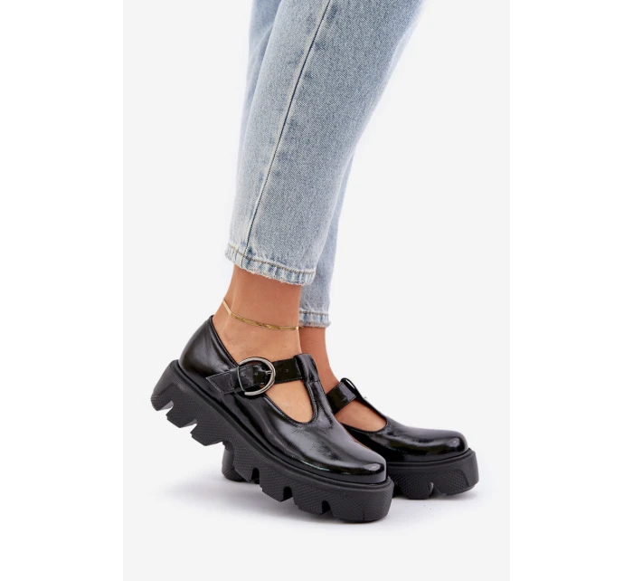 Lakované Kožené Polobotky S Přezkou Černé model 21683970 - Zazoo