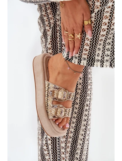 Dámské Sandały Na Platformě S Přezkami A Khaki model 21688844 - Boto