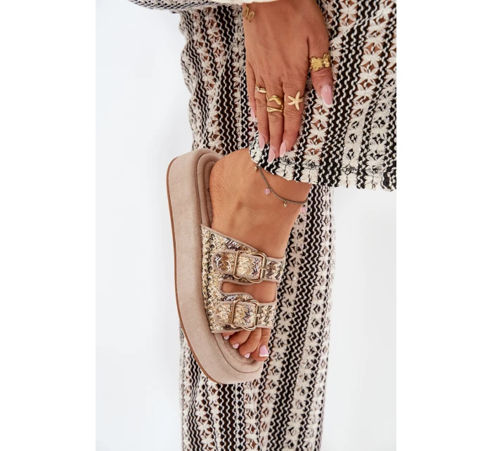 Dámské Sandały Na Platformě S Přezkami A Khaki model 21688844 - Boto