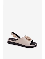 Kožené dámské sandály s ozdobným detailem D&A GR61-5937 Béžové