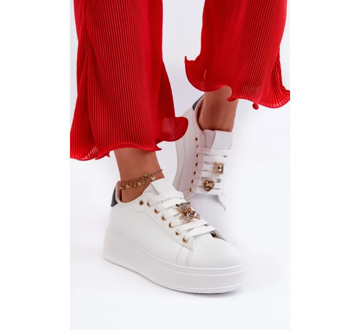 Dámské tenisky na platformě s medvídkem, bílá Moanda Dámské tenisky na platformě s medvídkem, bílá Moanda