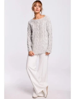 Svetr s výstřihem Bateau M511 šedý - Moe